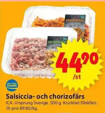 ICA Supermarket Salsiccia- och chorizofärs erbjuda