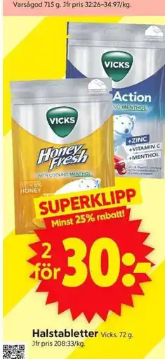 ICA Supermarket Halstabletter Vicks erbjuda