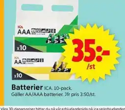 ICA Supermarket Batterier ICA. 10-pack. erbjuda