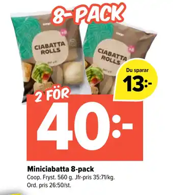 Coop Extra Miniciabatta 8-pack erbjuda