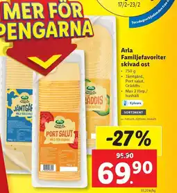 Lidl Arla Familjefavoriter skivad ost erbjuda