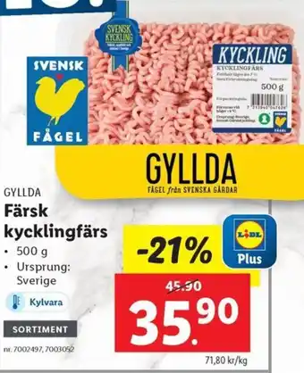 Lidl GYLLDA Färsk kycklingfärs erbjuda