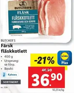 Lidl Butcher's fläsk fläskkotlett erbjuda