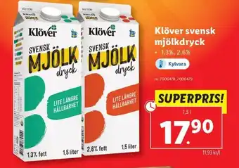 Lidl Klöver svensk mjölkdryck erbjuda