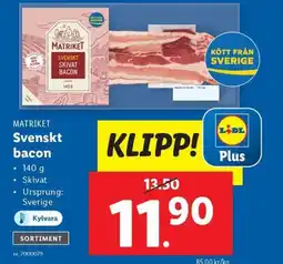 Lidl MATRIKET Svenskt bacon erbjuda