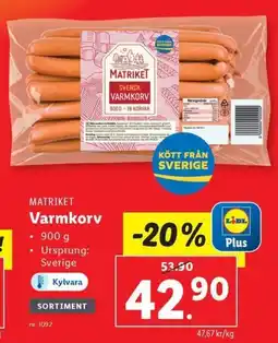 Lidl MATRIKET Varmkorv erbjuda