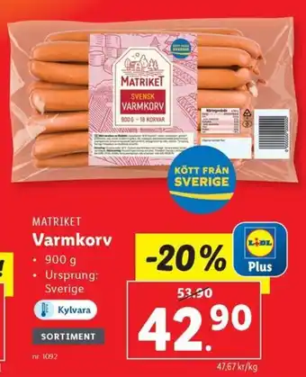 Lidl MATRIKET Varmkorv erbjuda