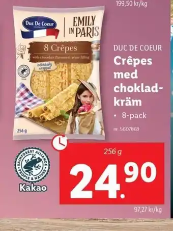 Lidl Duc De Coeur Crêpes med choklad- kräm erbjuda