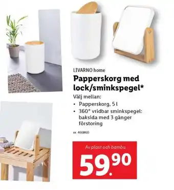 Lidl LIVARNO home Papperskorg med lock/sminkspegel* erbjuda