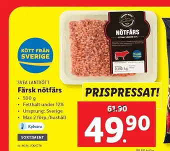 Lidl SVEA LANTKÖTT Färsk nötfärs erbjuda