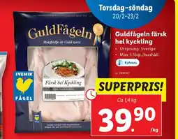 Lidl Guldfågeln färsk hel kyckling erbjuda