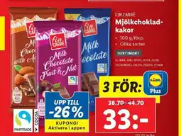 Lidl FIN CARRÉ Mjölkchoklad- kakor erbjuda