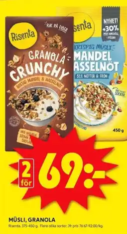 ICA Kvantum Müsli, granola erbjuda