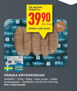 Willys GARANT Färska kryddkorvar erbjuda