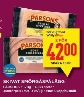 Willys PÄRSONS Skivat smörgåspålägg erbjuda