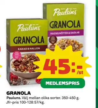 Coop GRANOLA erbjuda