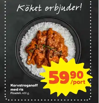 Stora Coop Korvstroganoff med ris erbjuda