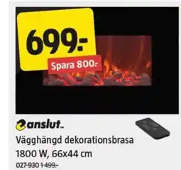 Jula Vägghängd dekorationsbrasa 1800 W, erbjuda