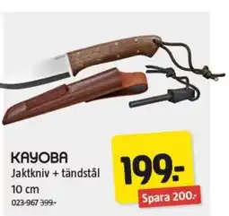 Jula KAYOBA Jaktkniv + tändstål erbjuda