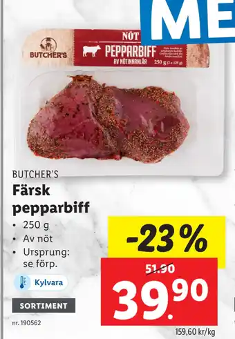 Lidl Färsk pepparbiff erbjuda