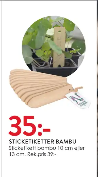 Djur & Natur STICKETIKETTER BAMBU erbjuda