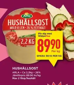 Willys ARLA Hushållsost erbjuda