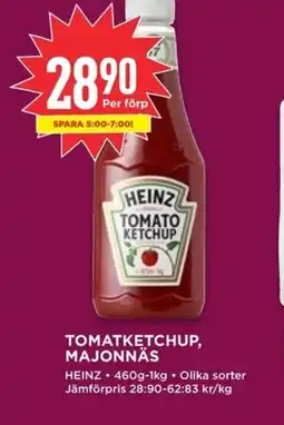 Willys HEINZ Tomatketchup, majonnäs erbjuda