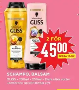 Willys GLISS Schampo, balsam erbjuda