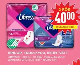 Willys LIBRESSE Bindor, trosskydd, intimtvätt erbjuda