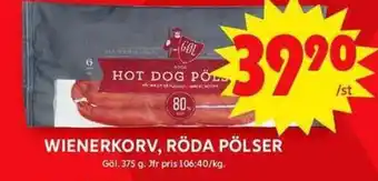 ICA Maxi GÖL Wienerkorv, röda pölser erbjuda