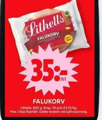 ICA Maxi LITHELLS Falukorv erbjuda