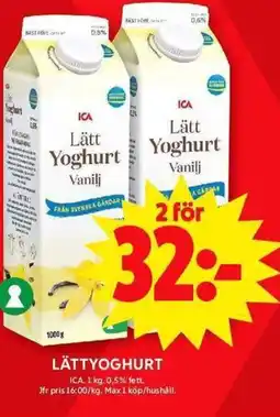 ICA Maxi ICA Lättyoghurt erbjuda