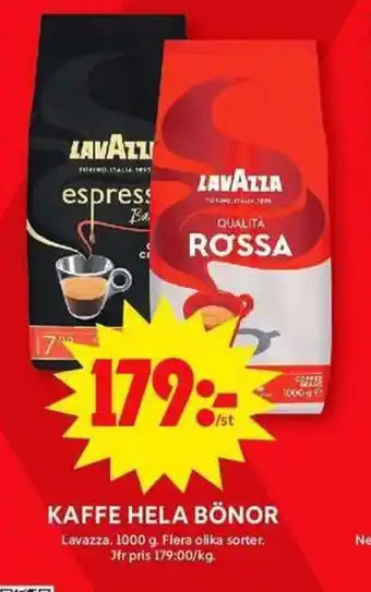 ICA Maxi LAVAZZA Kaffe hela bönor erbjuda