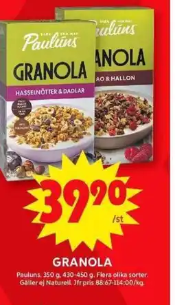 ICA Maxi PAULUNS Granola erbjuda