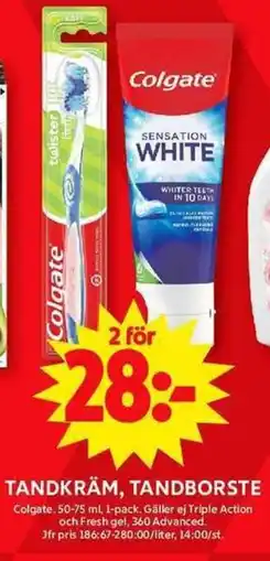 ICA Maxi COLGATE Tandkräm, tandborste erbjuda