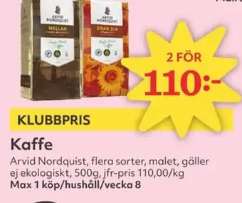 Hemköp ARVID NORDQUIST Kaffe erbjuda