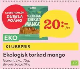 Hemköp GARANT Ekologisk torkad mango erbjuda