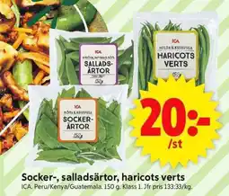 ICA Supermarket ICA Socker-, salladsärtor, haricots verts erbjuda