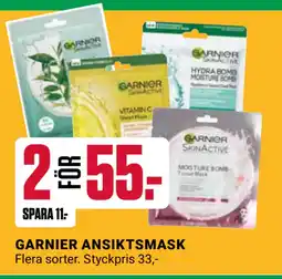 ÖoB GARNIER ANSIKTSMASK erbjuda