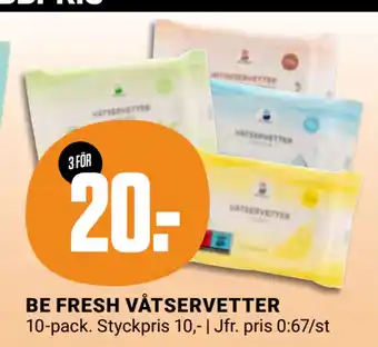 ÖoB BE FRESH VÅTSERVETTER erbjuda