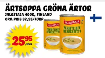 Nelins ärtsoppa gröna ärtor erbjuda