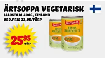 Nelins ärtsoppa vegetarisk erbjuda