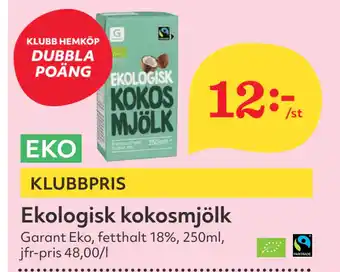 Hemköp Ekologisk kokosmjölk erbjuda