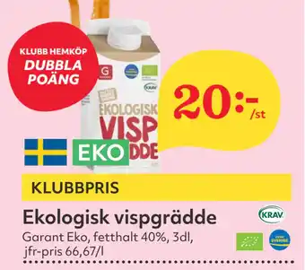 Hemköp Ekologisk vispgrädde erbjuda