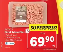 Lidl BUTCHER'S Färsk blandfärs erbjuda