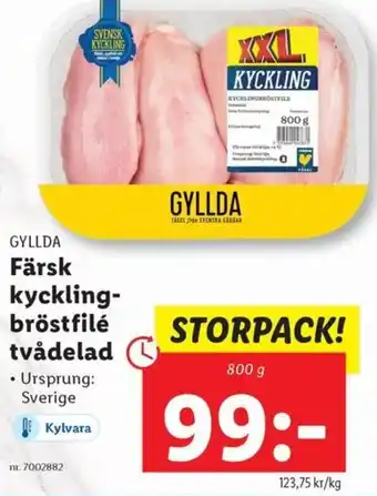 Lidl GYLLDA Färsk kyckling- bröstfilé tvådelad erbjuda