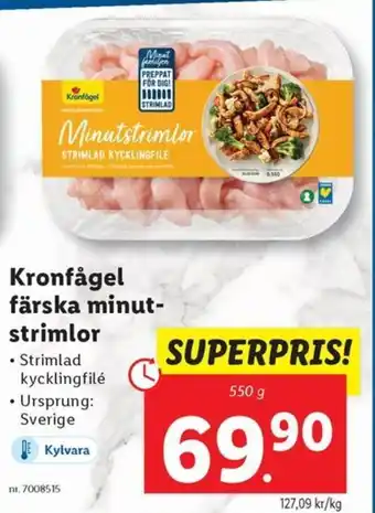 Lidl Kronfågel färska minut- strimlor erbjuda