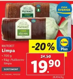 Lidl MATRIKET Limpa erbjuda