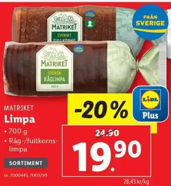 Lidl MATRIKET Limpa erbjuda