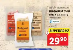 Lidl TASTE OF DEUTSCHLAND Bratwurst med smak av curry erbjuda